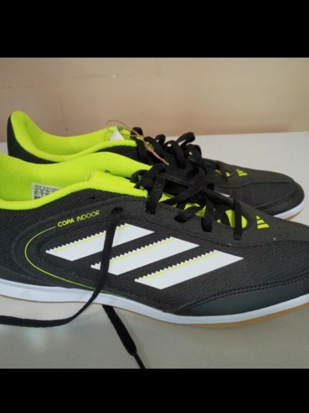 adidas Copa Indoor Shoes in Black & Neon Yellow